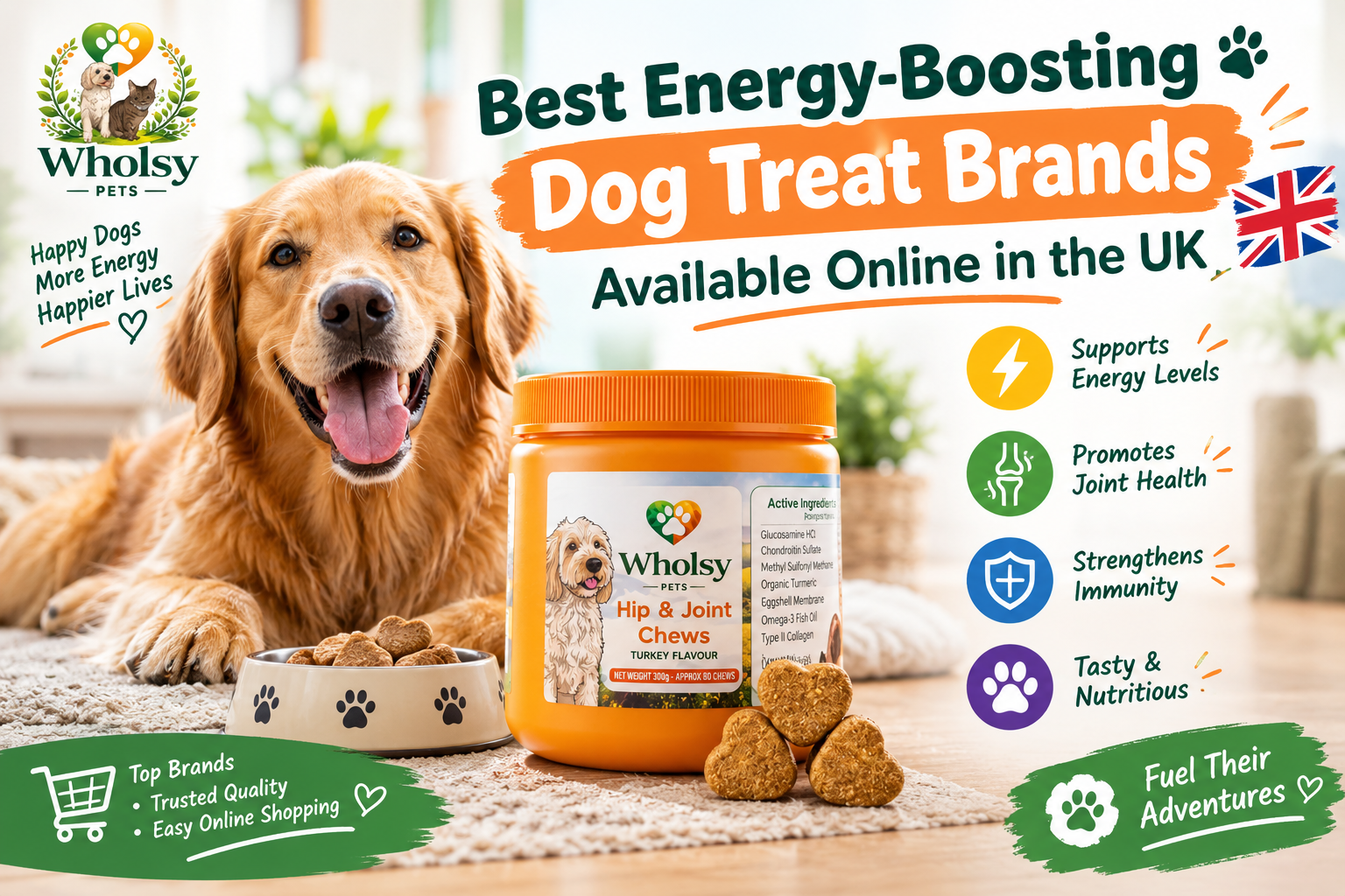 Best Energy-Boosting Dog Treat Brands Available Online in the UK